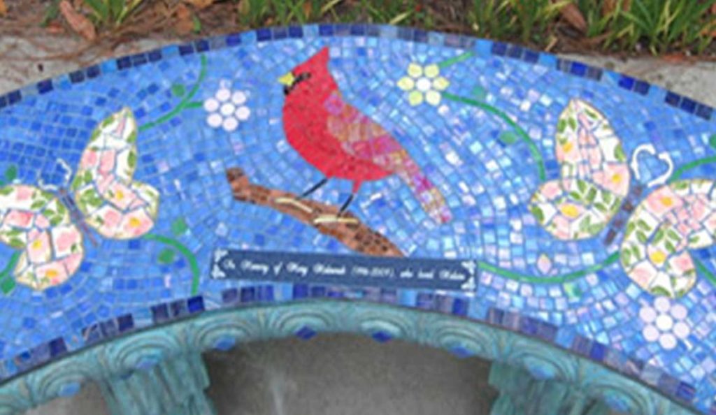 Birds Mosaic Memorial Benches - Water's End Studio